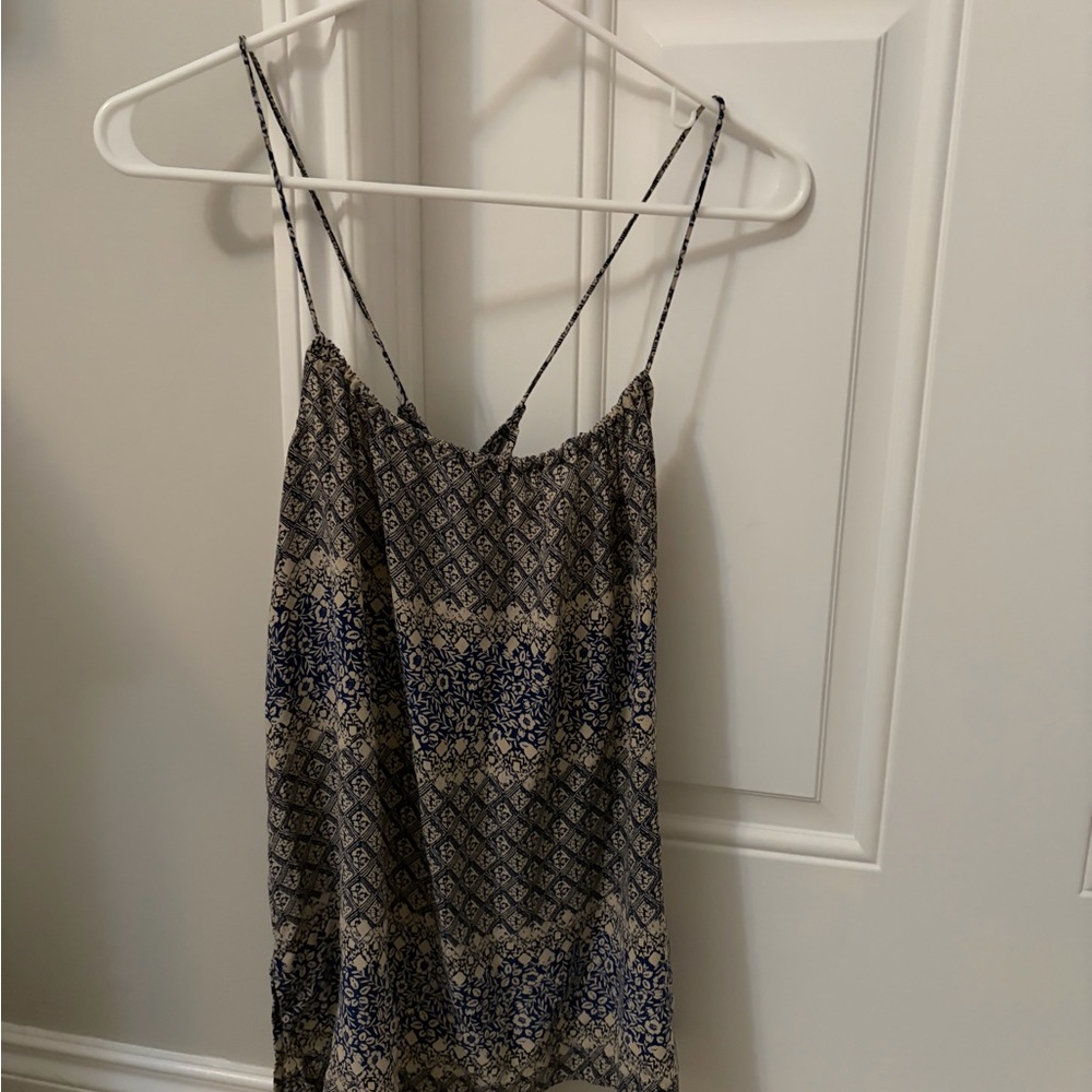 Madewell Blue & Cream Patterned Spaghetti-Strap Camisole